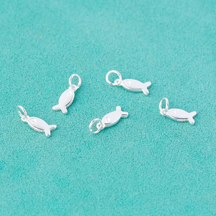 S925纯银年年有鱼小挂件坠子DIY手工编绳手链项链吊坠配件材料包