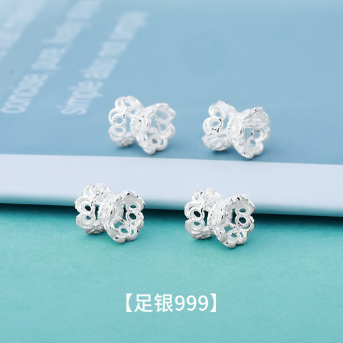 新款s999纯银素银镂空双面花托垫