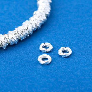 莫比乌斯环盘缠隔片s925纯银实心素银扭纹闭口圈盘缠diy手链配件