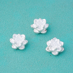 S999足银3D莲花隔珠好运连连手链散珠DIY手工编绳手绳串珠配件