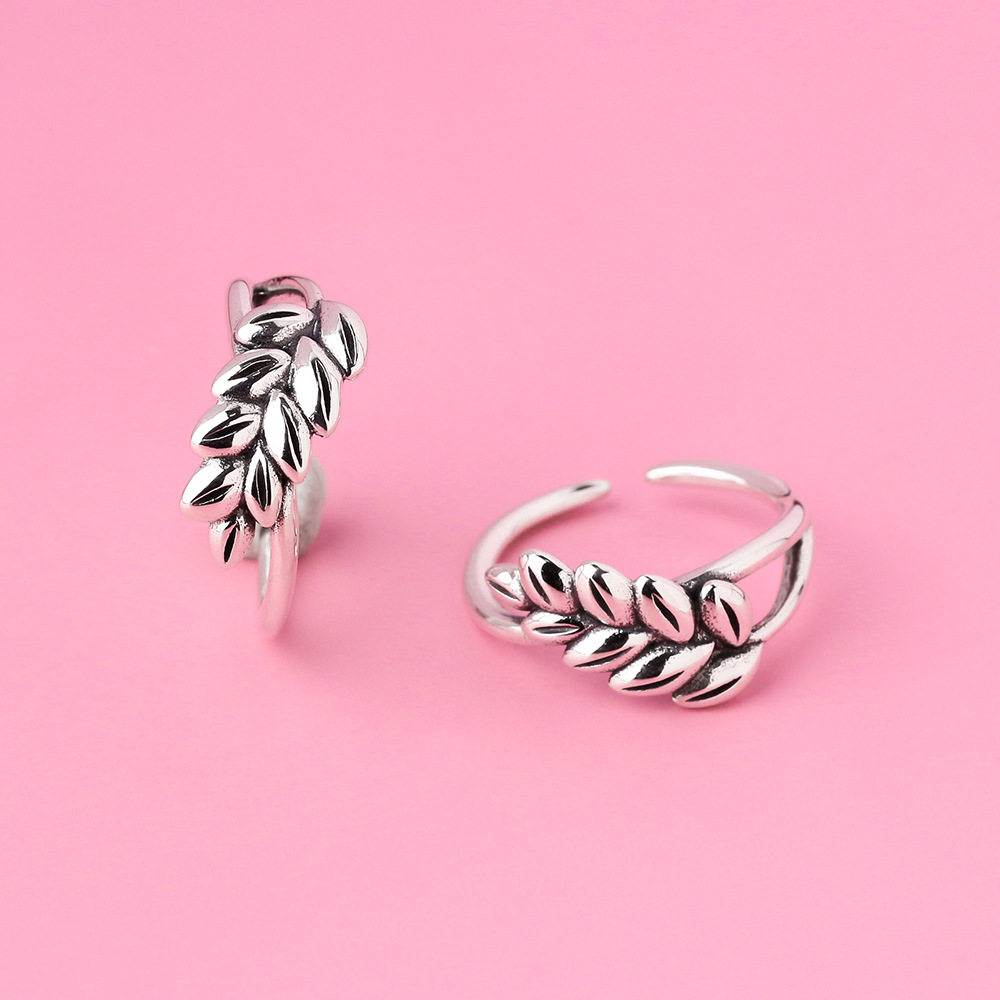 穗穗平安戒指925纯银麦穗中指食指戒送女友礼物小众设计复古指环