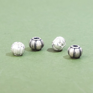 s925纯银5mm素银南瓜珠灯笼珠银珠子配件散珠diy文玩手串弟子珠