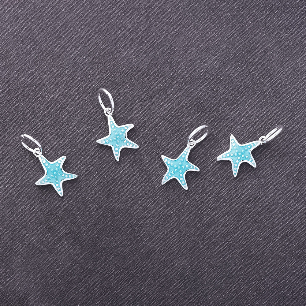 s925纯银滴油ins风蓝色海星吊坠不规则星星挂件diy手链手绳银配件,饰品/流行首饰/时尚饰品新,其他DIY饰品配件,淘宝优惠券,粉丝福利购,淘宝优惠卷