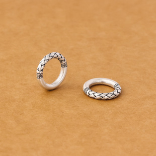 S999足银编织回纹实心圈银环平安扣跑环闭口圈DIY手链编绳银饰