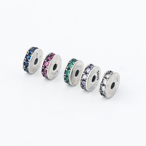 新款s925纯银微镶锆石隔片5.5mm镶钻泰银垫片diy文玩手串手链配件