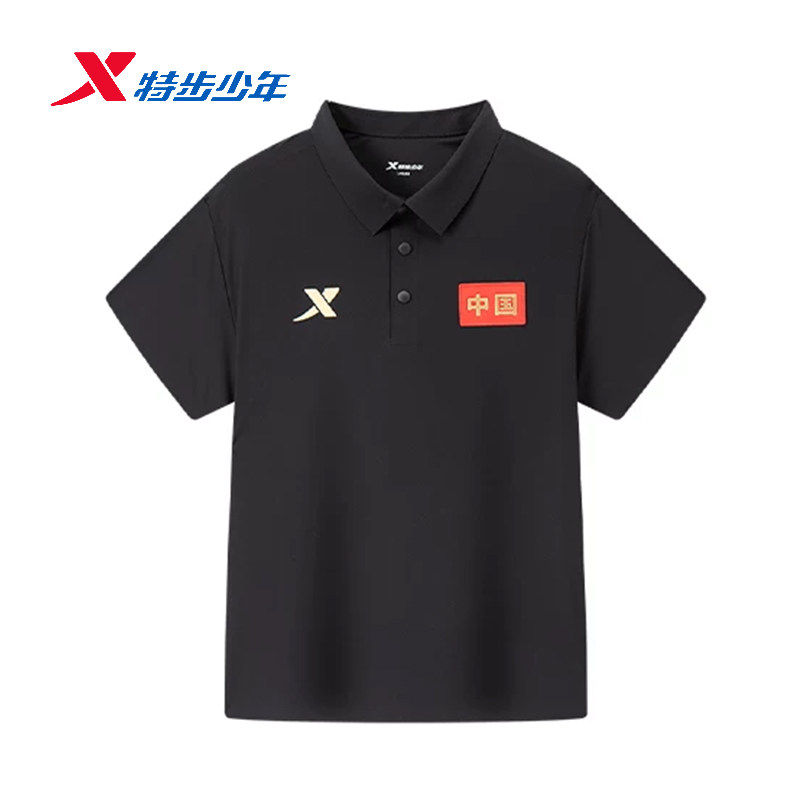 特步POLO衫男大童休闲短袖2026夏季新款冰丝运动上衣674225028367