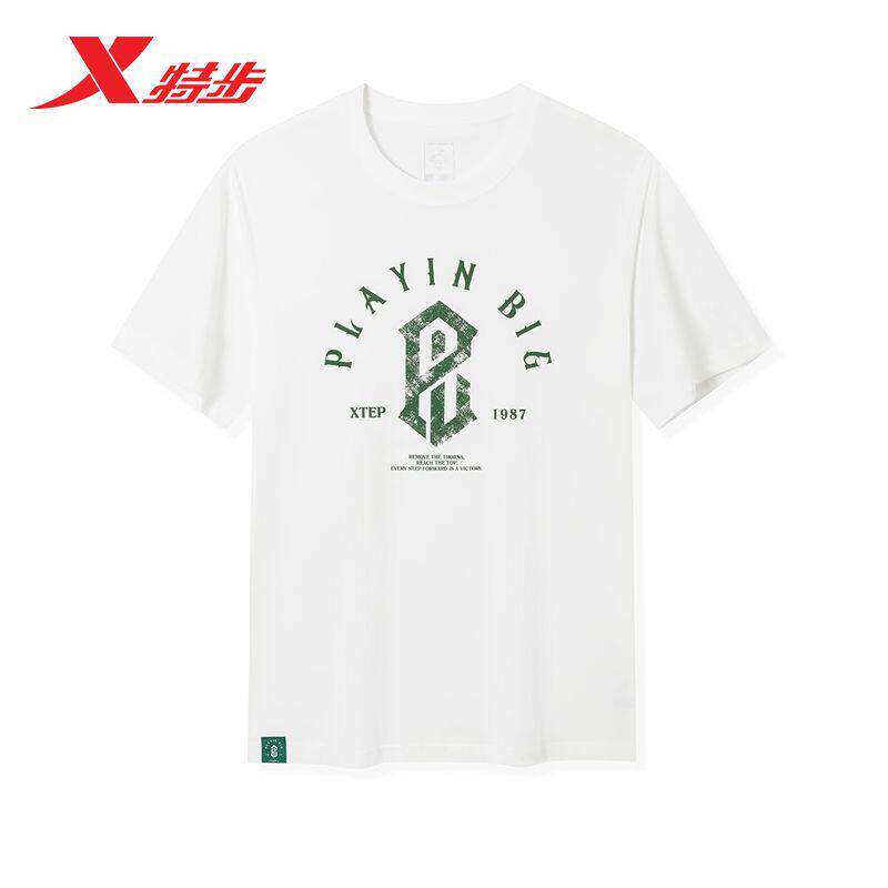 特步PLAYIN BIG短袖T恤男款2026夏圆领纯棉舒适短袖974229010290