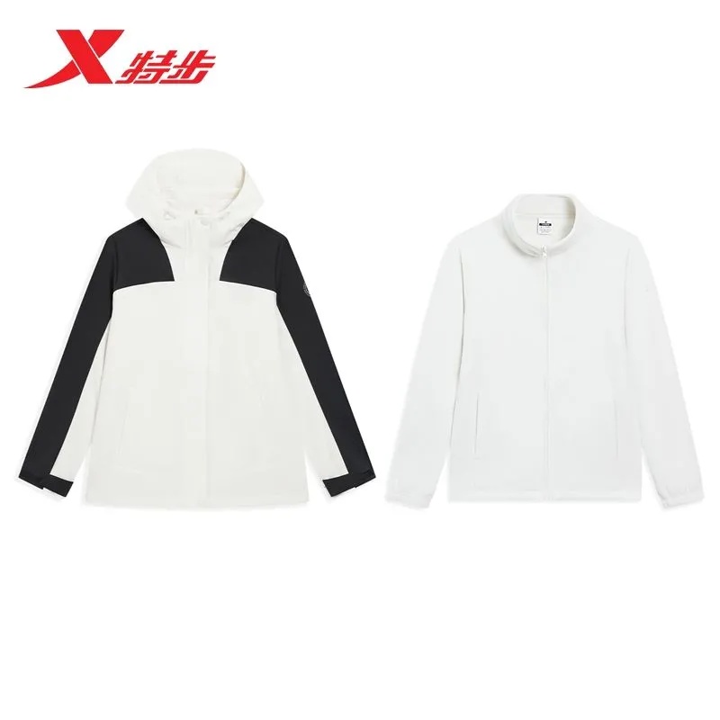 特步冲锋衣女外套三合一两件套