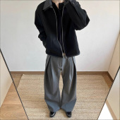 TR混纺通勤cleanfit垂坠休闲长裤 高货 立体工字褶A字廓形弯刀西裤