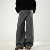 肌理感加厚长裤 重磅质感毛呢西裤 直筒宽松打褶休闲裤 新款 子 男秋季