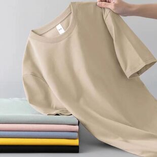 夏季 男t恤男宽松休闲打底衫 上衣 180g纯白牛奶丝短袖 外贸跑量款