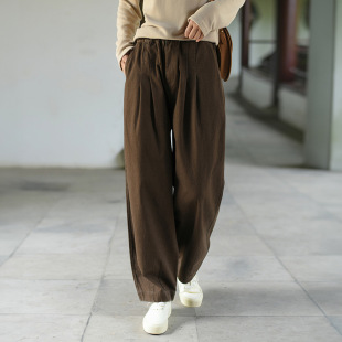 设计感捏褶裤 女裤 女宽松高腰显瘦老爹裤 休闲裤 子 2024秋冬新款