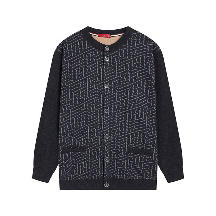 三利235男士中老年加绒加厚羊毛保暖开衫外套加肥加大码单件冬