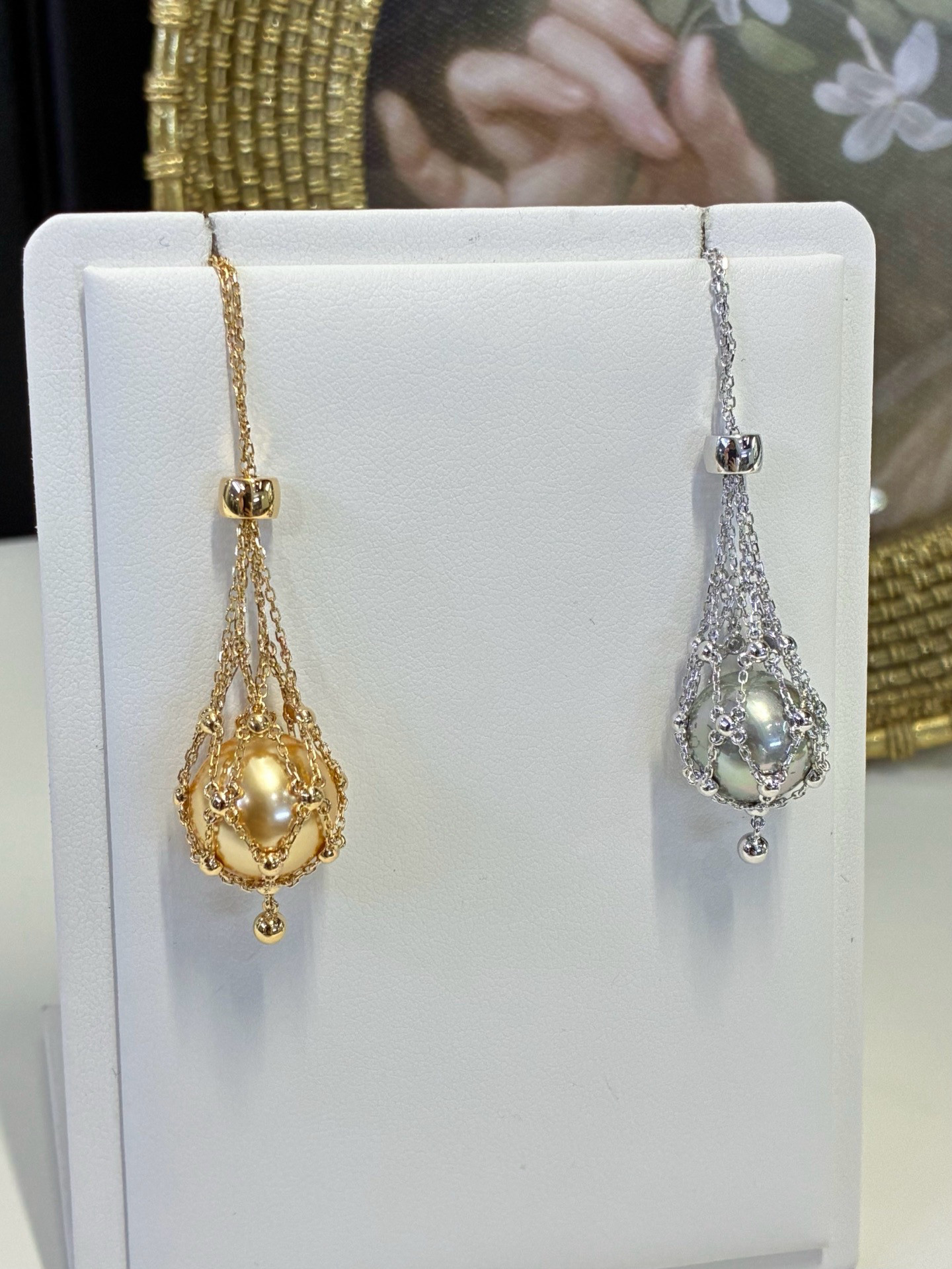 18k金网兜珍珠吊坠项链可打开镶嵌宝石（不含珍珠）,珠宝/钻石/翡翠,颈饰,淘宝优惠券,粉丝福利购,淘宝优惠卷