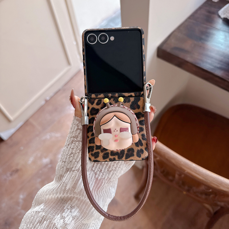 豹纹哭娃适用华为purax手机壳新款pocket2磁吸小折叠屏三星zflip7/6/5外壳小米mixflip2/1超薄全包防摔保护套