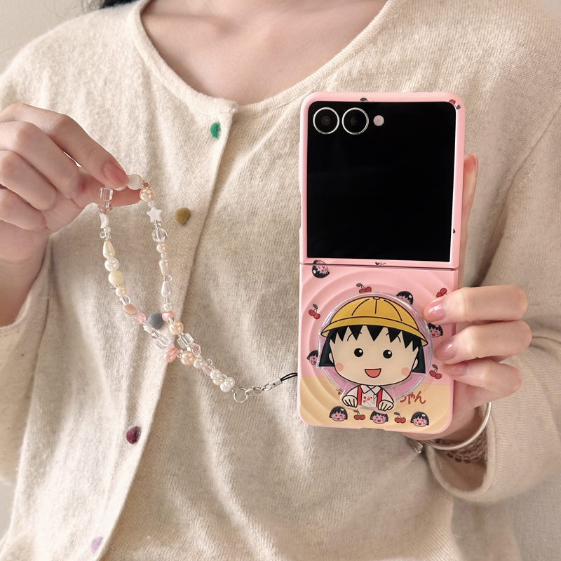 适用三星zflip7/6/5/4/3磁吸支架手机壳新款粉底小丸子w25/24/23flip小折叠屏带挂绳外壳全包防摔保护套少女