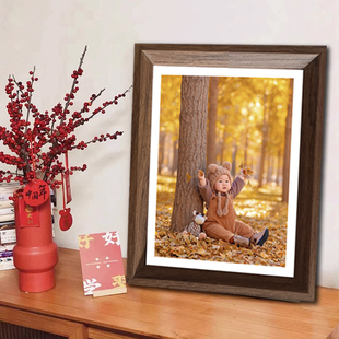 【爆款来袭】木质相框30x40cm 照片定制 油布画打印可桌摆挂墙