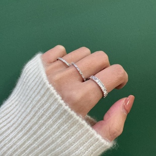 JollyMolly小众设计师925银甜美礼物网红百搭个性排钻组合戒指女