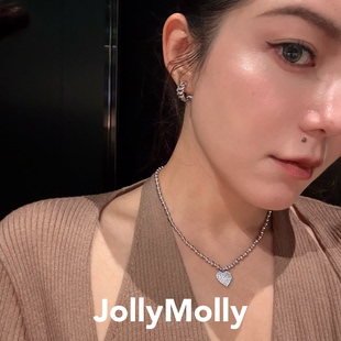 JollyMolly925银原创项链闺蜜礼物轻奢百搭高级感重工爱心项链