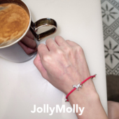 JollyMolly925银原创手链闺蜜礼物轻奢百搭重工红绳马上有钱手绳