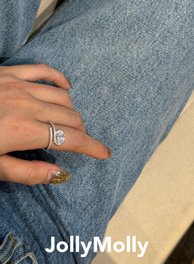 JollyMolly小众设计925银甜美轻奢生日礼物精致重工小馒头开口戒