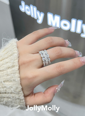 JollyMolly小众设计师女925银花瓣戒指轻奢生日礼物送闺蜜