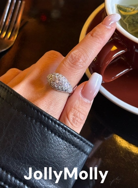 JollyMolly925银原创设计轻奢精致礼物百搭重工高碳钻蛇纹戒指