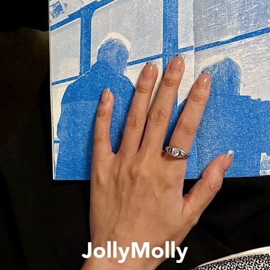 JollyMolly925银小众原创戒指闺蜜礼物轻奢百搭重工光板单钻戒指