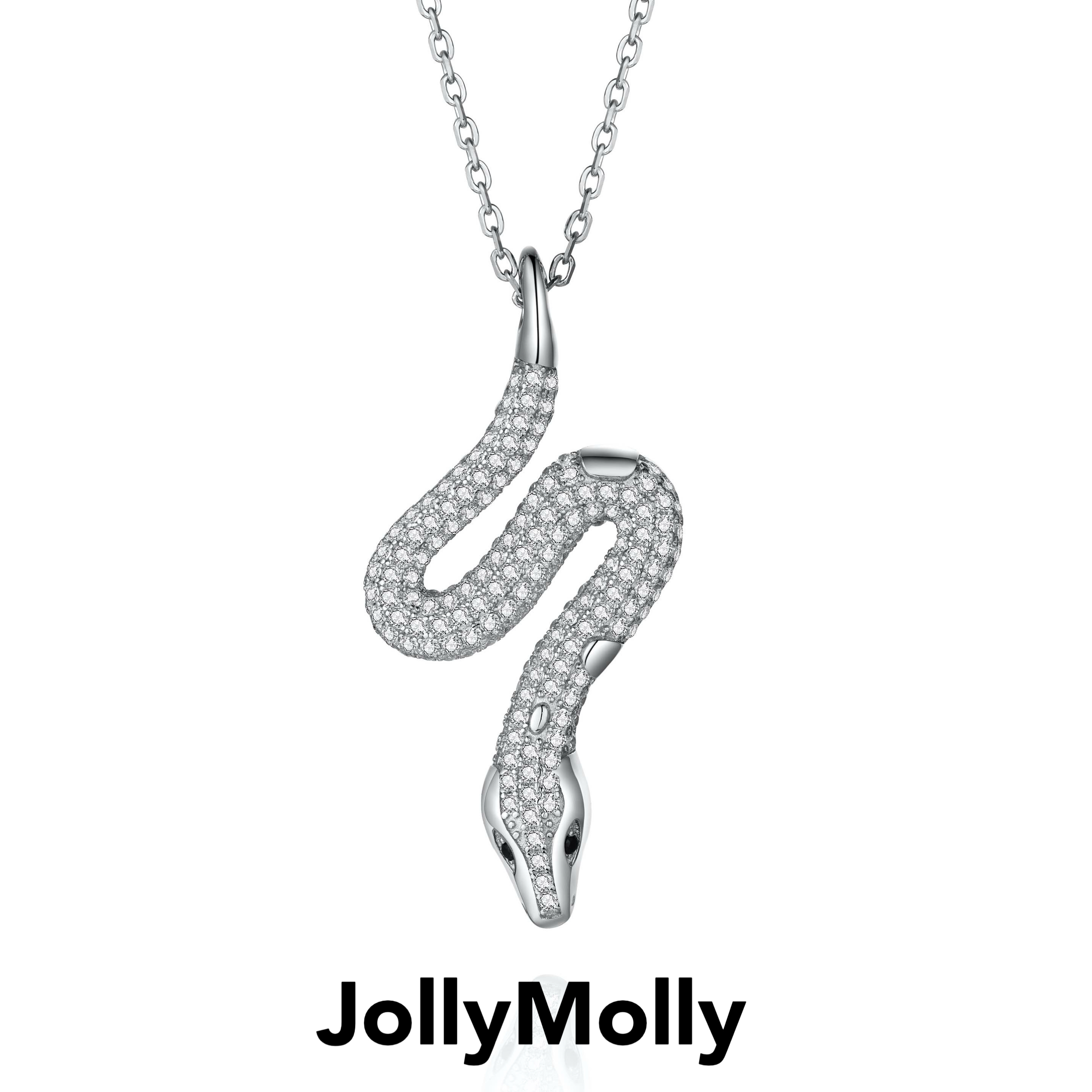 JollyMolly小众设计师925银轻奢生日礼物重工高碳钻灵蛇项链