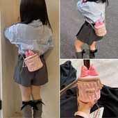 网红女童包包潮可爱蝴蝶结水桶包洋气百搭菱格斜挎包小女孩礼物包