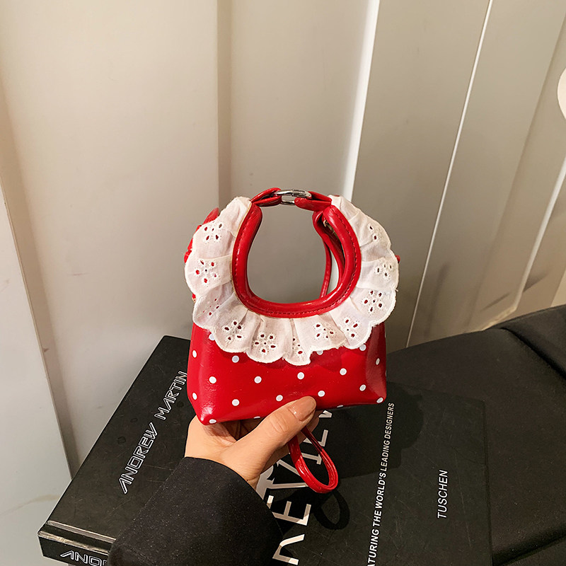时尚洋气儿童包可爱波点单肩包蕾丝花边女童公主手拎高颜值斜挎包