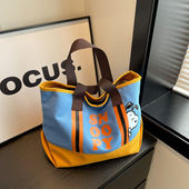 大容量妈咪外出包新款 托特包潮 休闲高级大学生复古单肩包通勤时尚