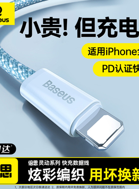 倍思适用苹果14充电线iphone13数据线快充17pro器12手机16车载USB15promax平板8ipad11typec转lightning2米长