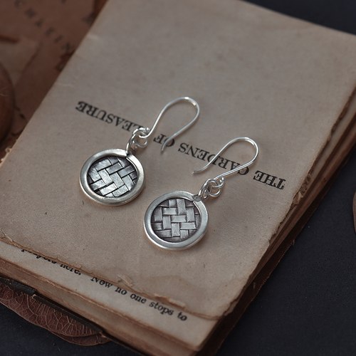 泰国清迈纯手工编织个性圆形耳环