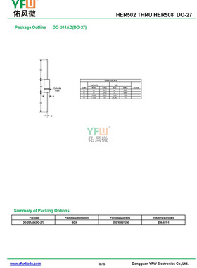 HER505 DO-27插件特快恢复二极管印字HER505 品牌