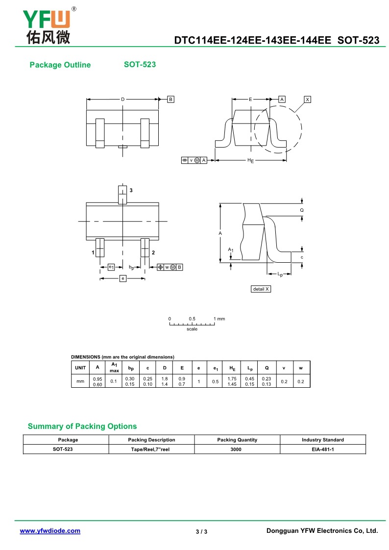 数字晶体管DTC143EE SOT-523封装印字23 /品牌