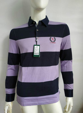 秋装 卡尔丹富铤款 商务休闲款纯棉条纹长袖T恤