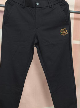 古家潮款男士春秋印绣花束口时尚青年休闲欧尼度款男九分卫裤黑色