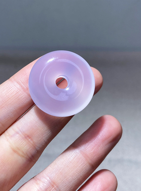 天然冰透玉髓玉石淡紫色平安扣项链温柔气质款算盘珠紫扣紫罗兰