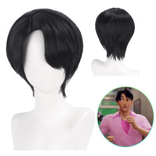 pop猎魔女团秦宇COS假发男士 黑色短发沙加男孩Jinu 漂流假发