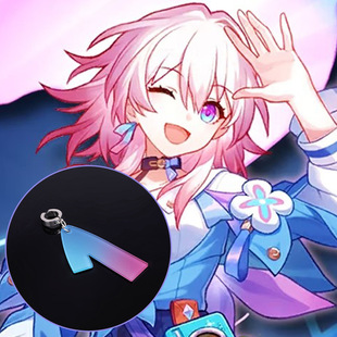 漂流假发 崩坏星穹铁道三月七COS耳饰耳夹环蓝粉渐变红黑渐变配饰