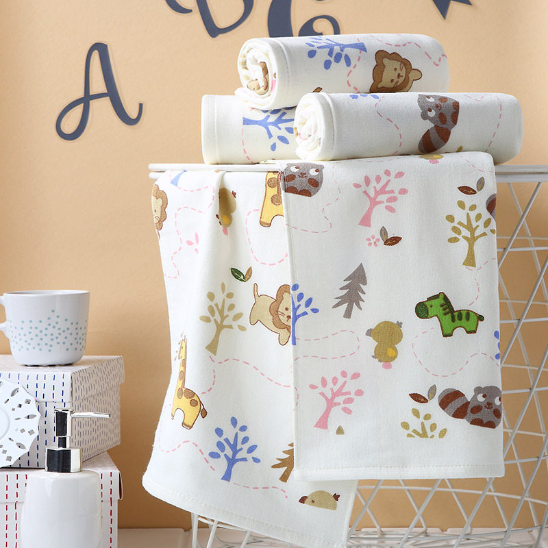 竹之锦 竹纤维A类儿童毛巾婴幼儿童双层纱布印花擦脸柔软吸水亲肤