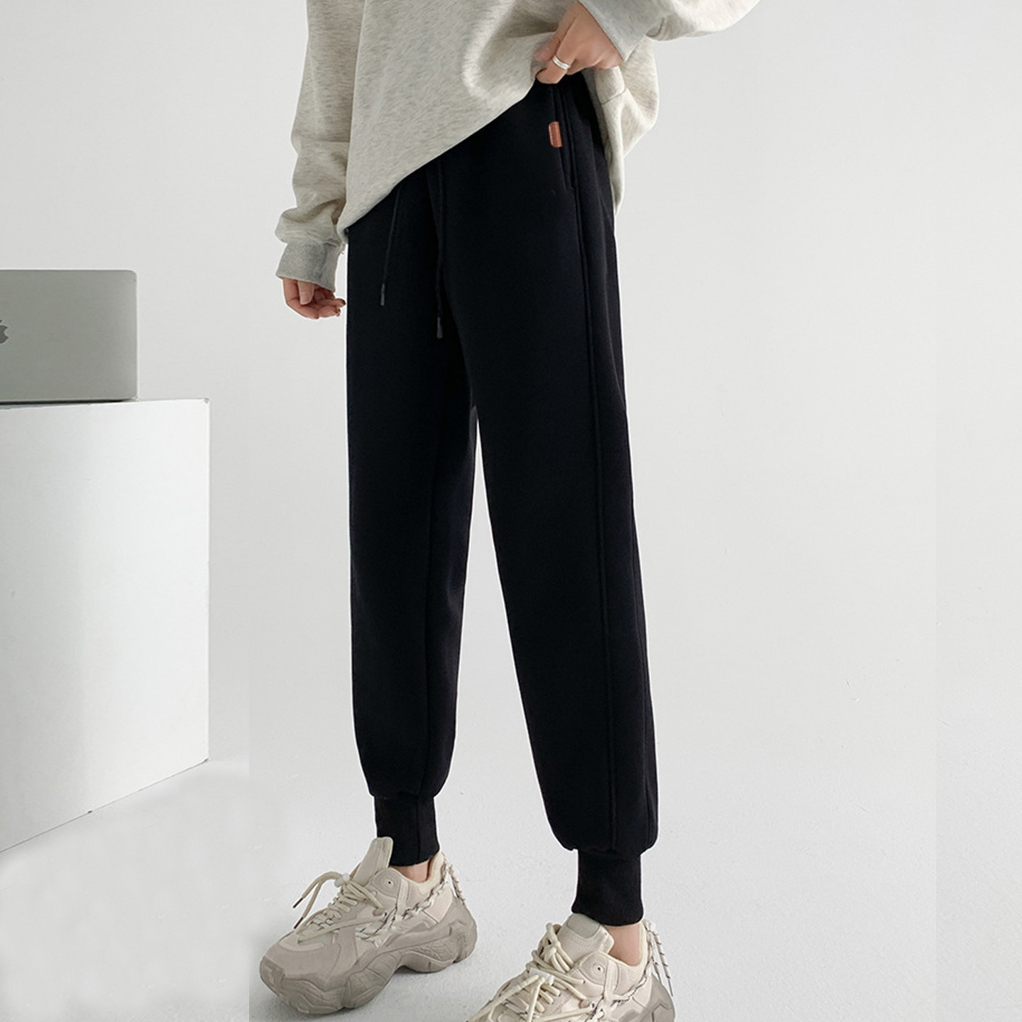 运动裤女款加绒加厚哈伦裤