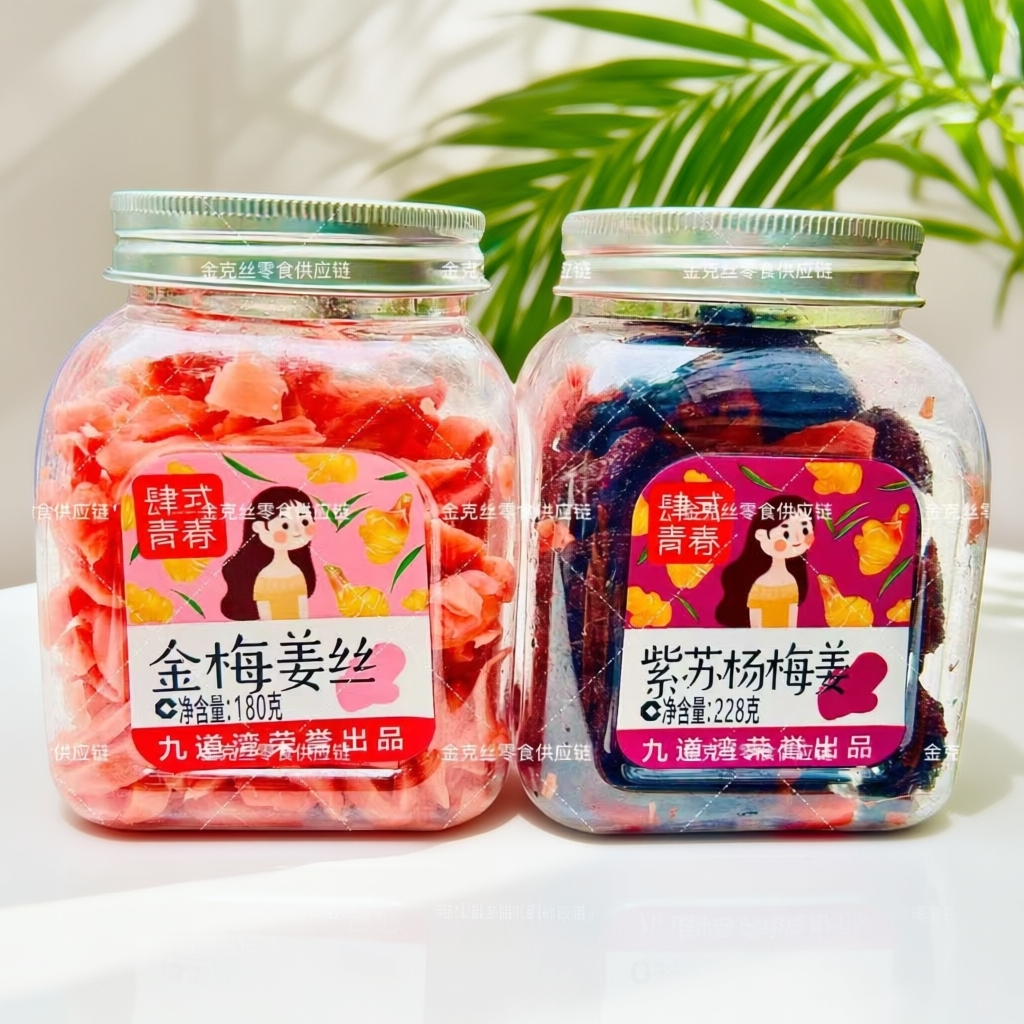 九道湾肆式青春金梅姜丝紫苏杨梅姜罐装热销果干果脯蜜饯休闲零食