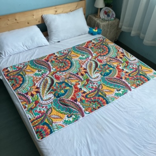 民族风双面纯棉隔脏床垫子防油防汗透气可水洗单人夹棉床单四季