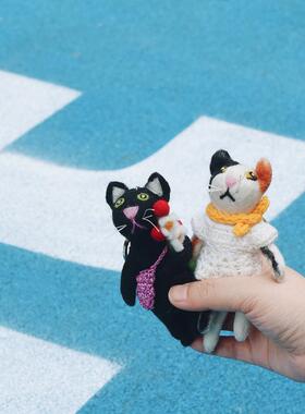 小众尼泊尔进口手工羊毛毡挂件可爱黑猫包挂三花猫钥匙扣猫咪