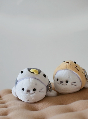 可爱卡通毛绒小鲨鱼企鹅海豹玩偶公仔钥匙扣少女心学生书包车挂件