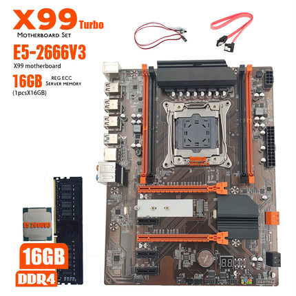全新X99 Turbo DDR4台式机主板工作室游戏多E5 2666V3 1条16G内存