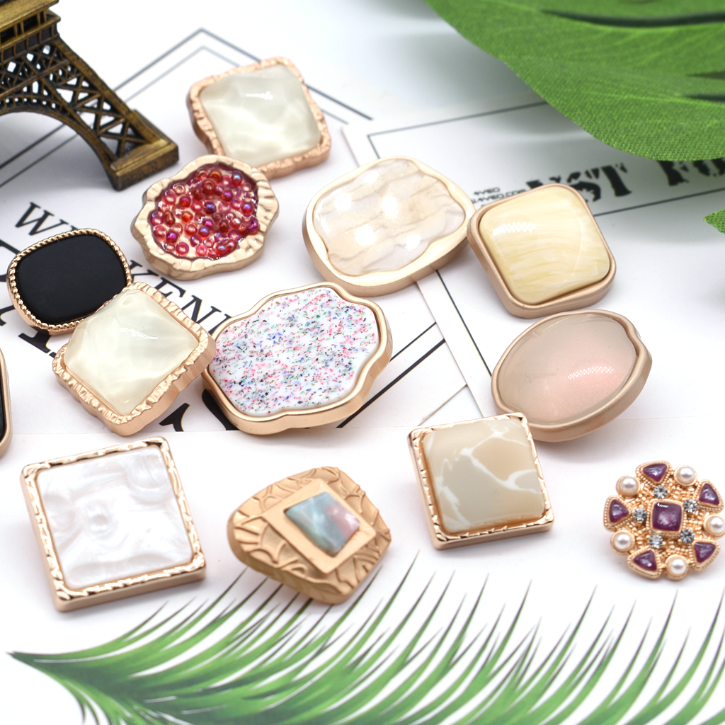 金属纽扣不规则多边异型大衣扣小香风手缝扣毛衣外套方形果冻纽扣