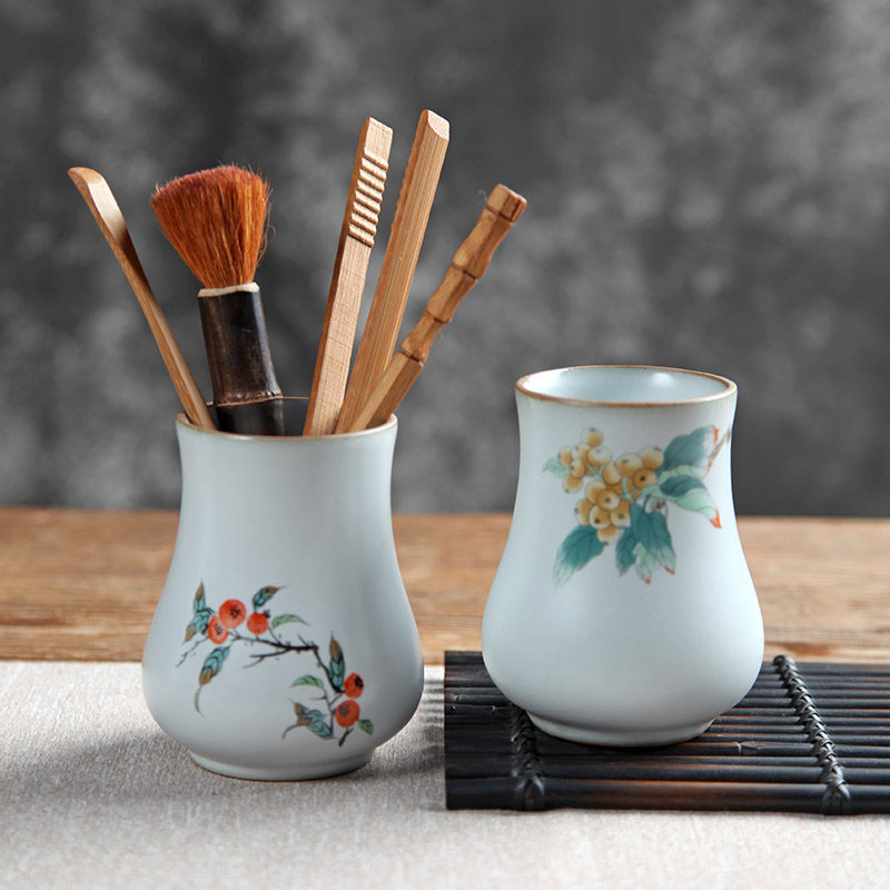 汝窑陶瓷茶筒六君子茶道竹功夫茶具套装茶滤配件组合茶桌收纳桶,餐饮具,茶道/零配,淘宝优惠券,粉丝福利购,淘宝优惠卷